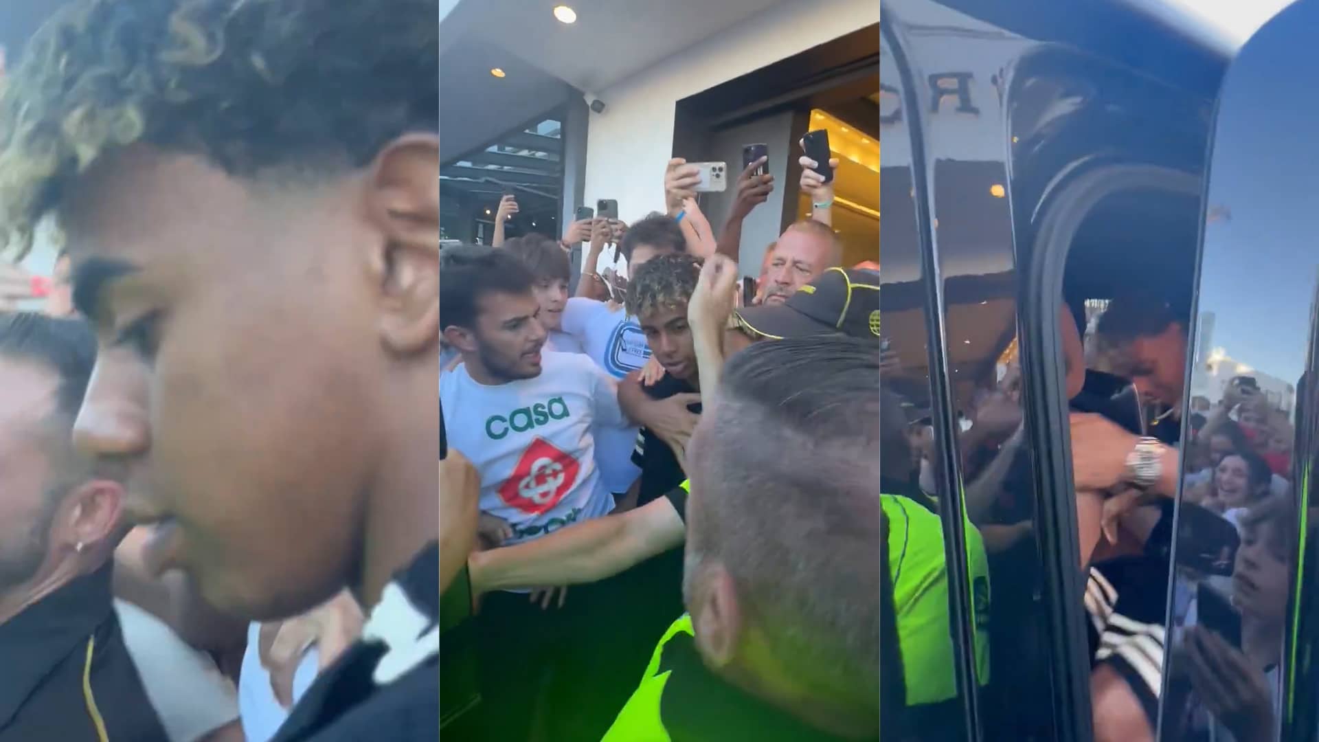 Lamine Yamal and Nico Williams mobbed by fans in Marbella